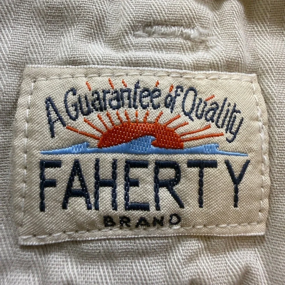 Faherty Mens 33 Chino Shorts Beige Cotton Lyocell Blend 8 Inch‎ Inseam